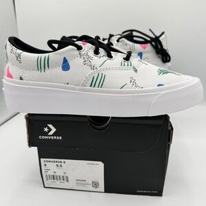 NWT Converse Skid Grip CVO Sneakers Unisex Archive Print - White Geometric 80’s